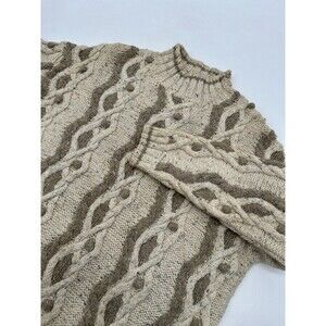 VTG Moda International fishermen cream heavy  
Wool  Cable Knit Woman Sweater S
